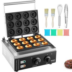 Electric Donut Maker 1550W Doughnut Machine with Non-stick Surface 12 Hole Double-Sided Heating Waffle Machine Makes