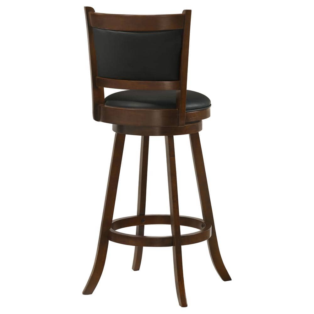 Transitional Black Wood Swivel Bar Stool Set
