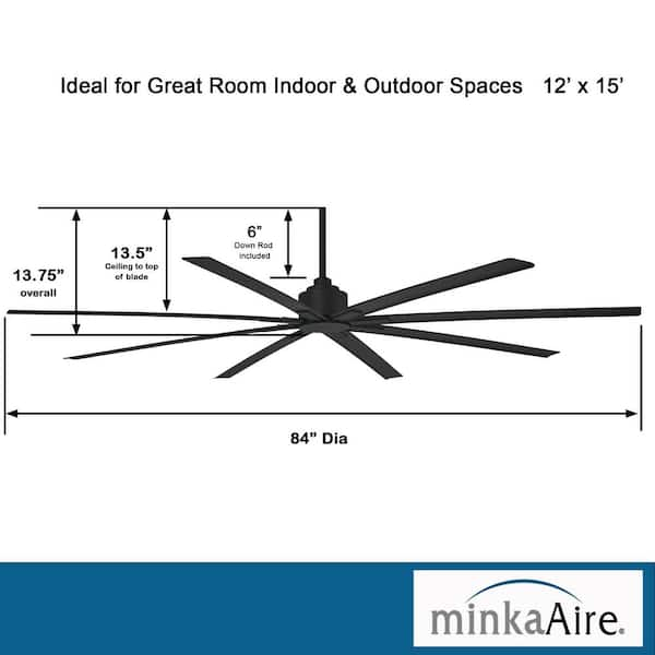 MINKA-AIRE Xtreme H20 84 in. Indoor/Outdoor Coal Ceiling Fan with