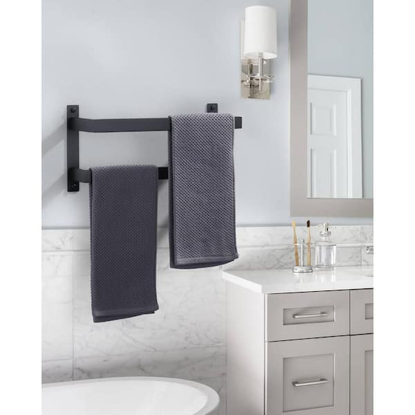 16 in. Wall Mounted Double Towel Bar in Matte Black
