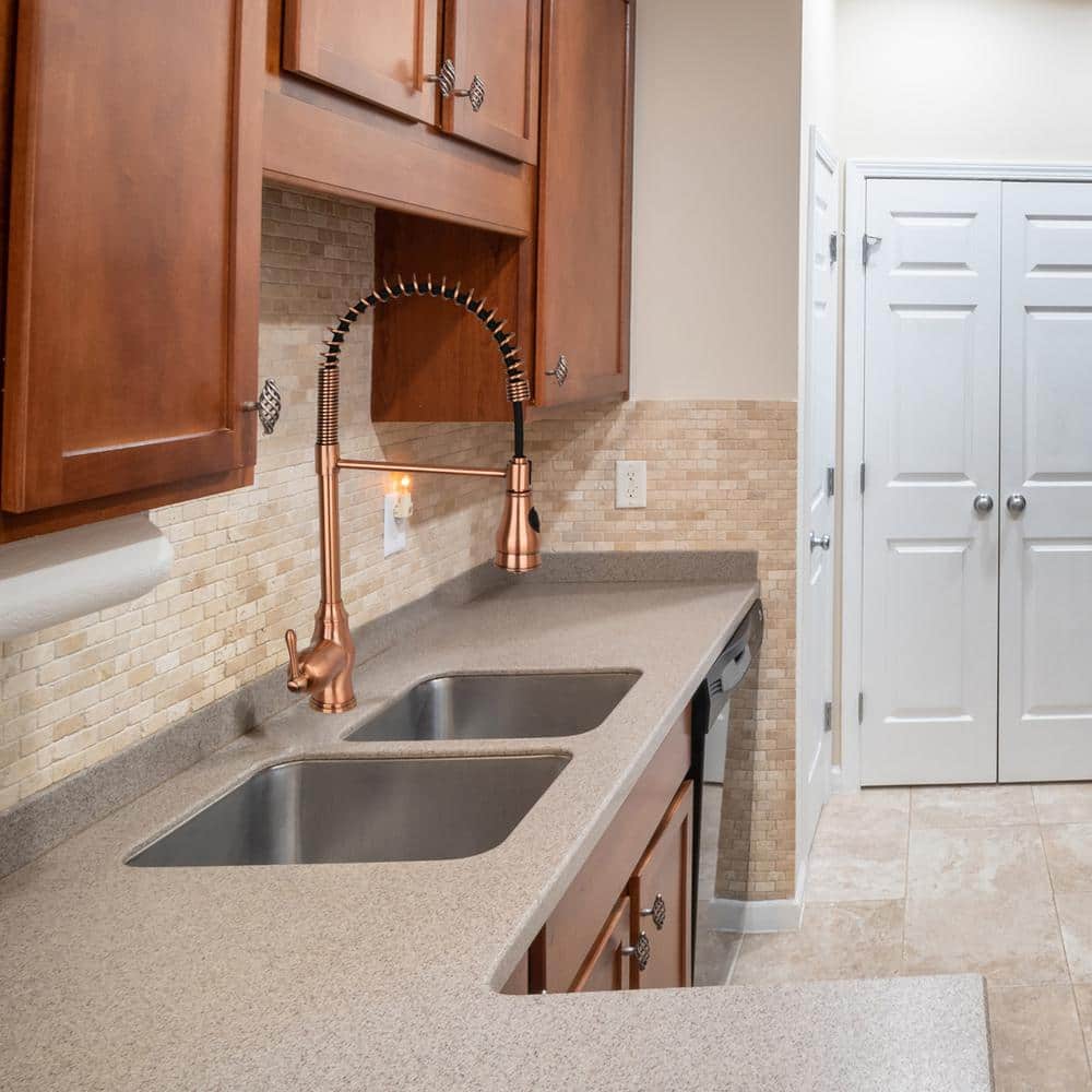 Copper Brushed Pull-Down Kitchen Faucet with Spray