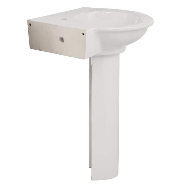 Pegasus Evolution Corner Pedestal Combo Bathroom Sink in White