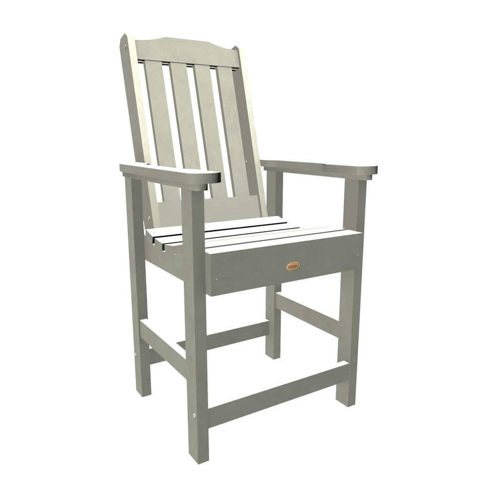 Highwood Lehigh White Counter-Height Recycled Plastic Outdoor Dining Arm Chair -  AD-CHCL2-WHE