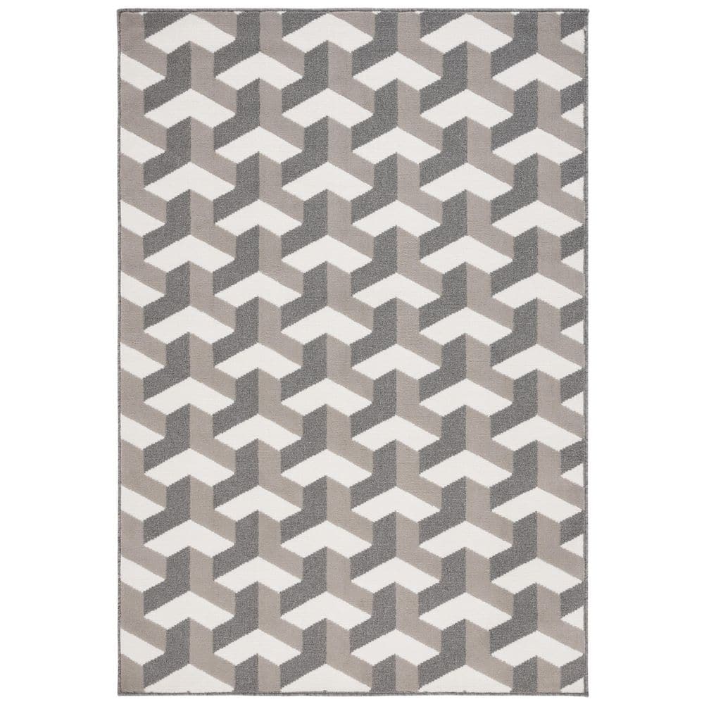 Pyramid 8 ft. x 10 ft. Gray/Ivory Geometric Illusion Area Rug price history on PriceWatchPro