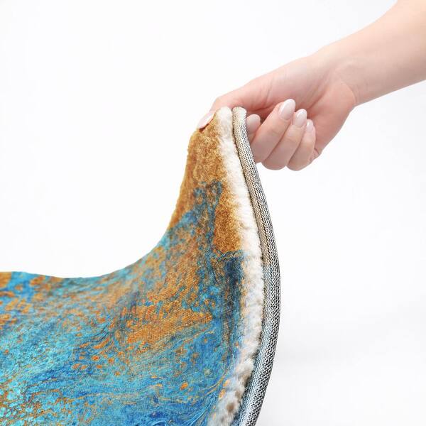 Dream Shag Premium Machine Washable Abstract ADS53 Cobalt 9 ft. x 12 ft. Area Rug