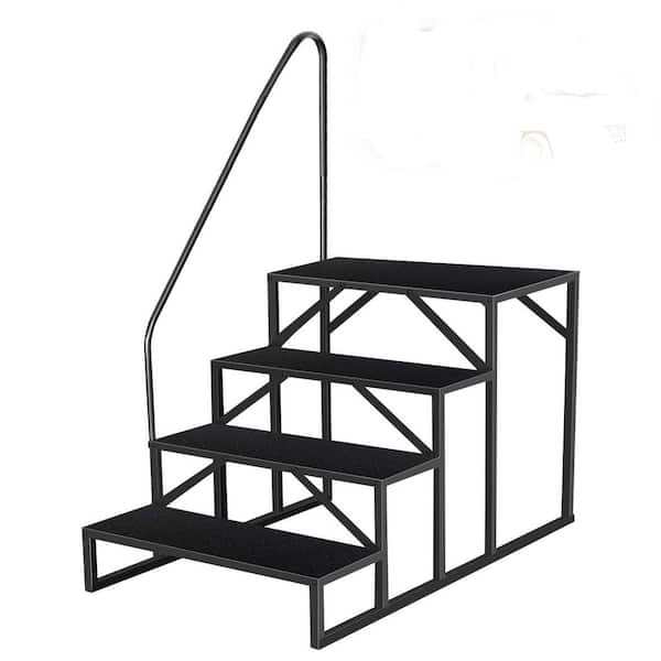 Hot Tub Steps Outdoor, 4 RV Steps with Handrail, Heavy Duty Truck Camper Steps Ladders for above Ground Pool