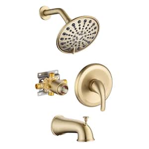 Single Handle 4-Spray Patterns Shower Faucet 2.5 GPM with Pressure Balance Anti Scald in Brushed Gold