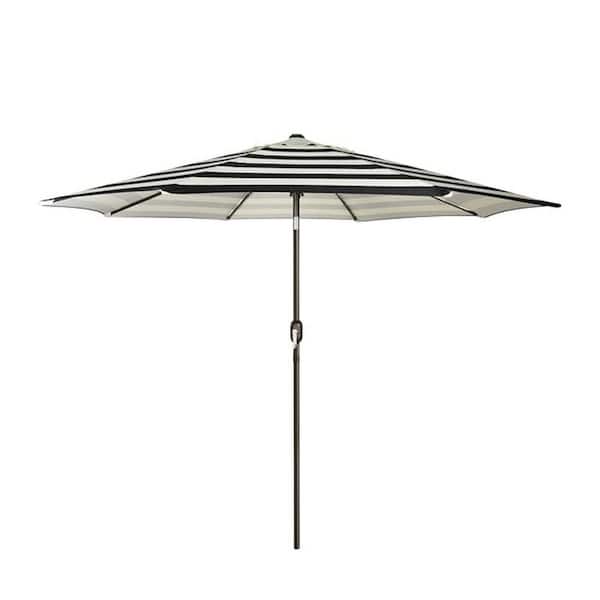 black and ivory striped patio umbrella 9 ft. Iron Push-Up Patio Umbrella in Black and Ivory Stripe L0DN9YS584