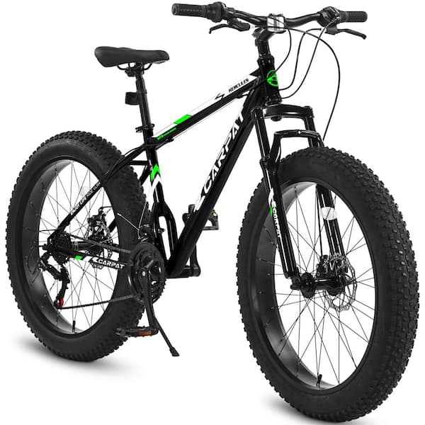 ITOPFOX 26 in. Fat Tire Shimano 21 Speed Mountain Bike with Dual Disc Brake, High-Carbon Steel Frame, Front Suspension, Black