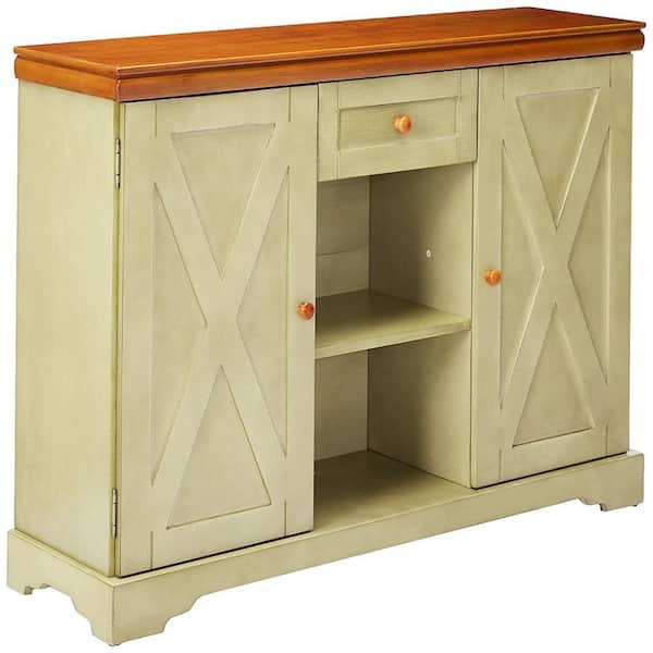 SignatureHome Finish White Material Wood Rectangle Shape Cumberland Buffet Server Dimensions: 42"W x 12"L x 30"H