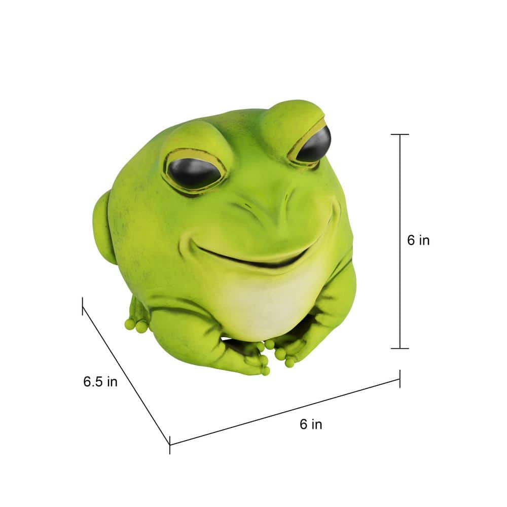 Vibrant Green Polyresin Chubby Frog Garden Statue