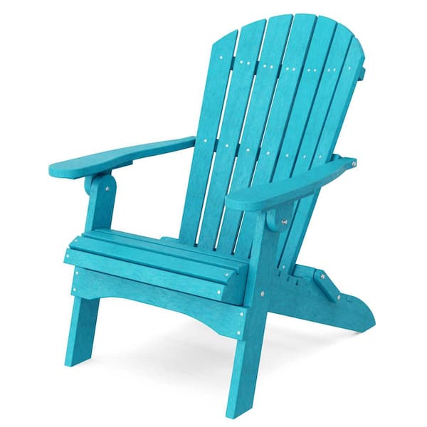Wildridge Heritage Aruba Blue Plastic Outdoor Folding Adirondack Chair