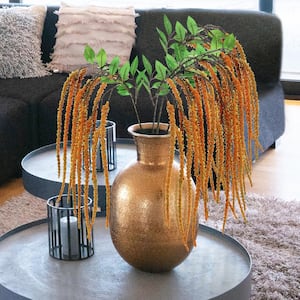 37.5 in. Orange Artificial Amaranthus Flower Hanging Plant Greenery Foliage Spray (Set of 4)