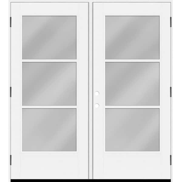Steves & Sons Legacy 72 in. x 80 in. Icon 3L Modern Clear Glass Primed LHOS Unfinished Fiberglass Retro Patio Door w/6 in. Jamb