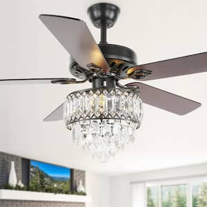52 in. Indoor Crystal Black Finish Ceiling Fan with Reversible Blades with Remote Control