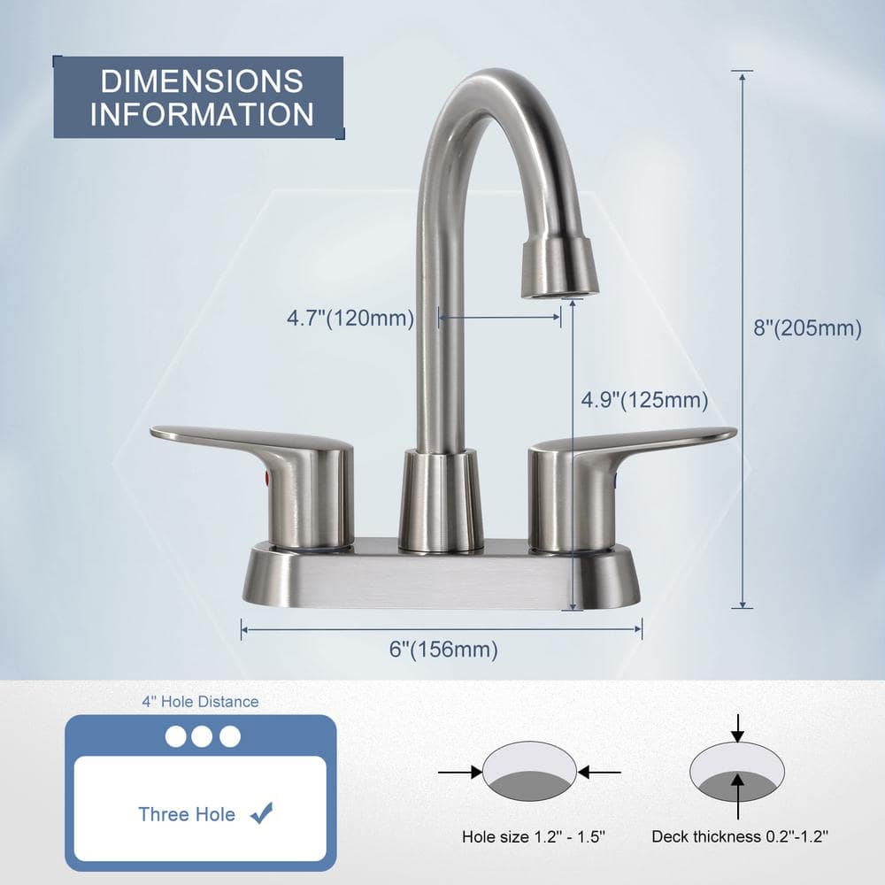 Brushed Nickel High Arc Double Handle Bathroom Faucet