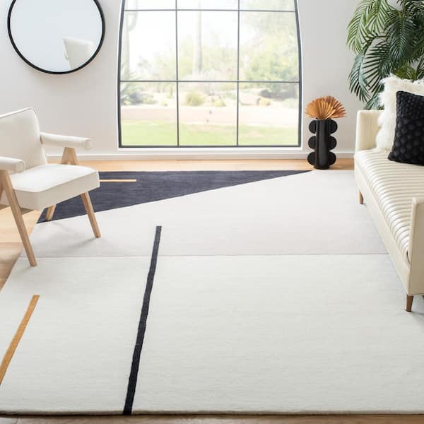 Fifth Avenue Ivory/Black 8 ft. x 8 ft. Abstract Geometric Square Area Rug