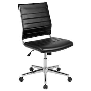 Hansel Mid-Back Ribbed Faux Leather Swivel Executive Office Chair in Black