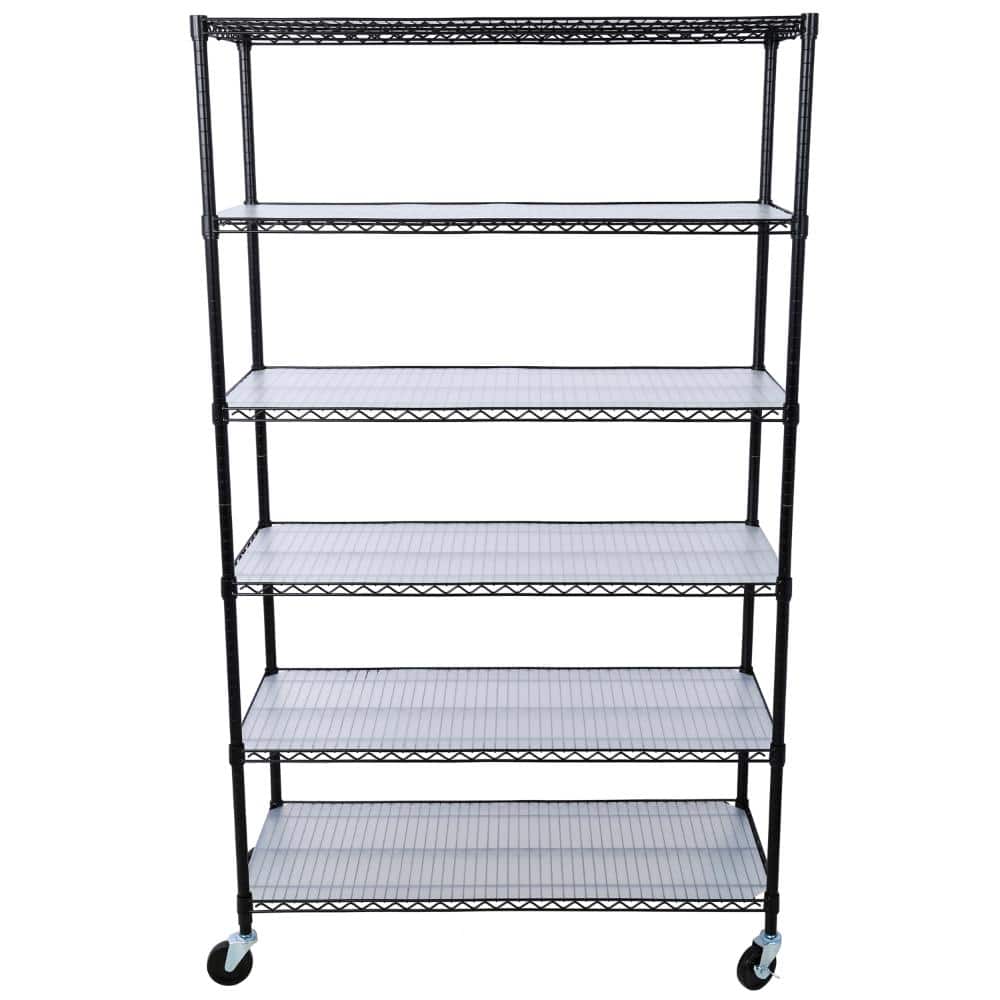 "6-Tier NSF Wire Storage Shelving with Wheels & Liners, 6000 LBS Commercial Rack, 82""H x 48""L x 18""D, Black" price history on PriceWatchPro
