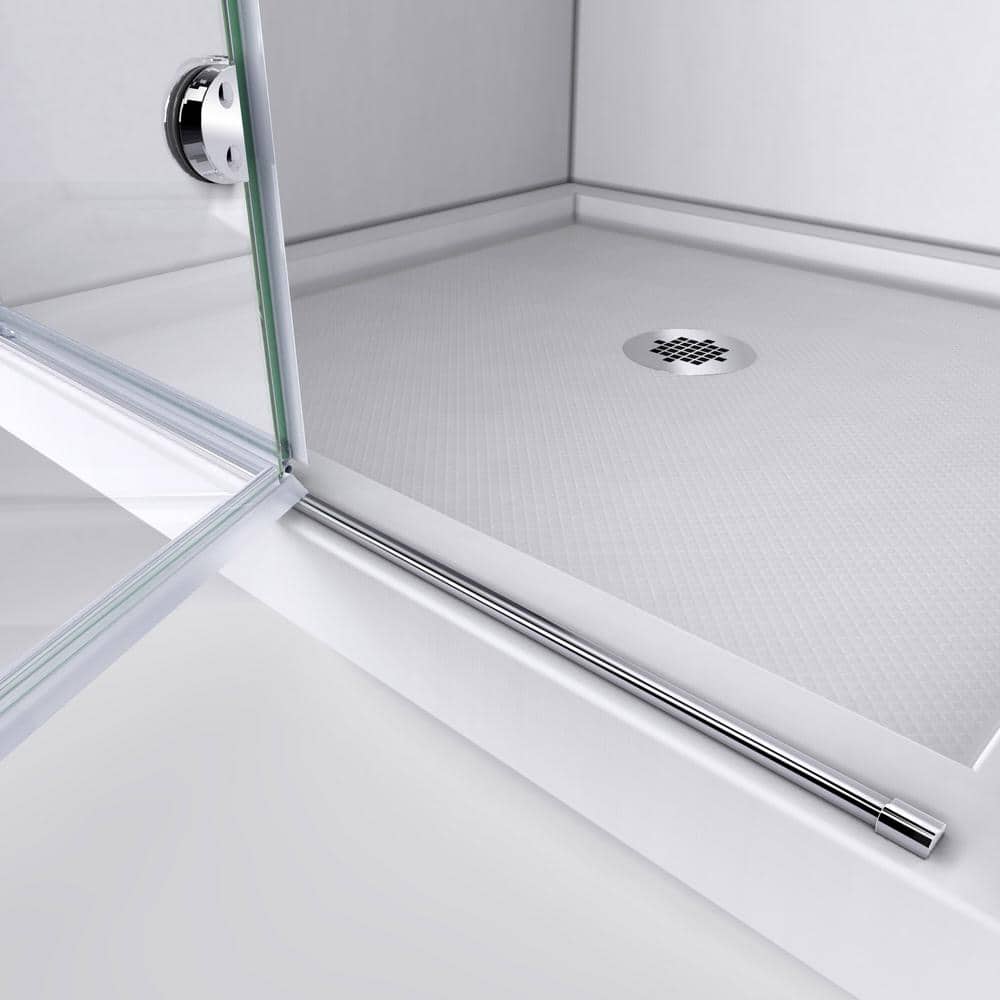 Aqua Fold 32" Chrome Frameless Hinged Shower Kit with Clear Glass
