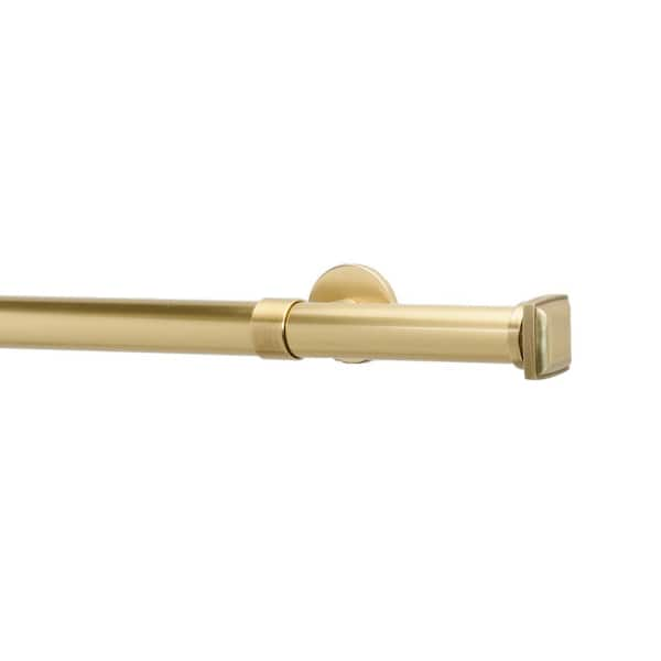 Metro 48 in. Square Non-Telescoping Single Window Curtain Rod Set in Vintage Brass