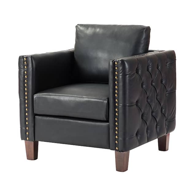 JAYDEN CREATION P1 a cido Black Club Chair with Nailhead Trim