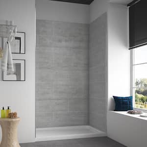 Misty 47.68 in. W x 80 in. H x 31.3 in. D 6-Piece Glue-Up Alcove Shower Surrounds in Gray Tile Finish