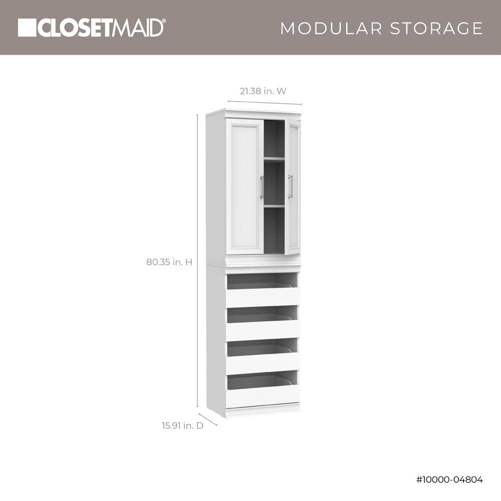 White Laminate 3-Shelf 4-Drawer Modular Closet System
