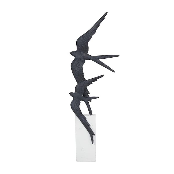Litton Lane 3 in. x 20 in. Black Polystone Bird Sculpture