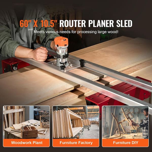 Router Sled 60 in. Portable and Easy to Adjust Woodworking Router Sled 0 Amps Plasma Cutter for Flattening Slabs
