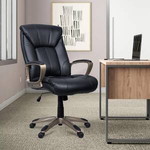 Luxury Business Elite Black Faux Leather Big and Tall Executive office Chair with Arms and Swivel Seat