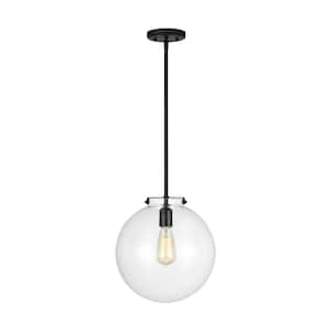 Kate 1-Light Midnight Black Sphere Pendant with Clear Glass Shade