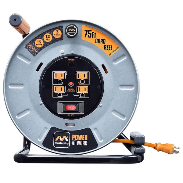 Masterplug 75ft 15Amp Extension Cord Reel with USB