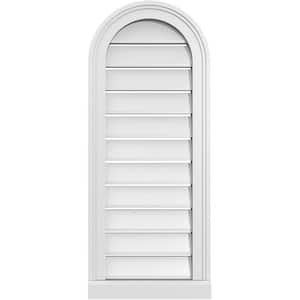 14 in. x 34 in. Round Top White PVC Paintable Gable Louver Vent Functional