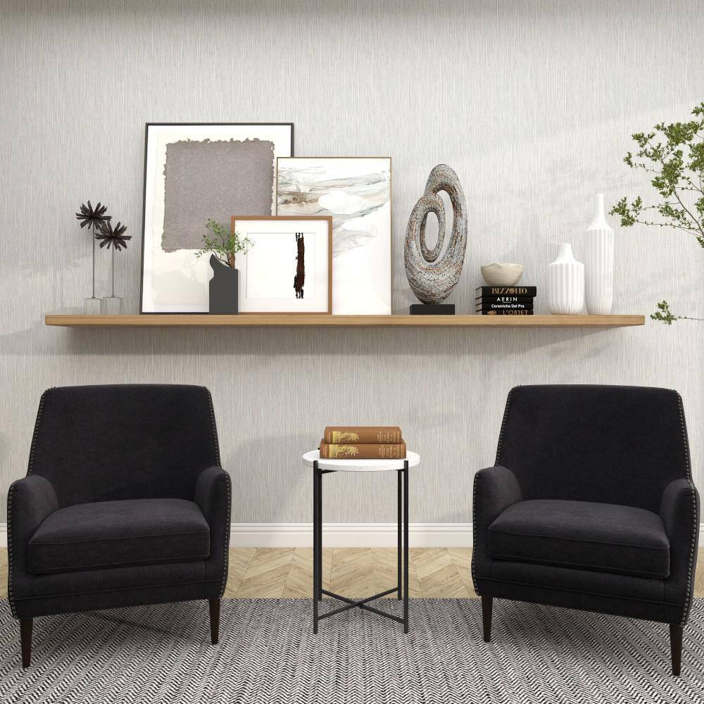 Elegant Black Terrazzo Round Accent Table with Metal Base
