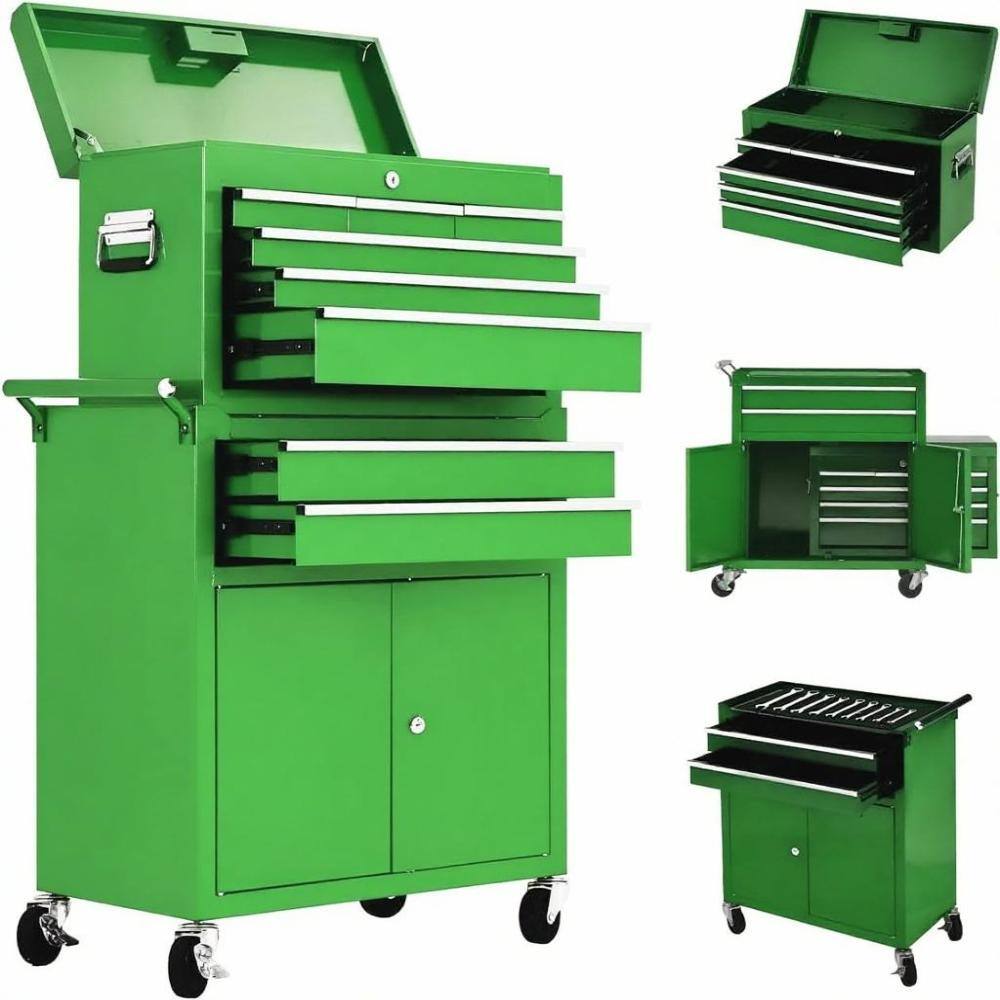 24.37 in. W 8-Drawer Steel Rolling Tool Chest with Locking, Wheels, Adjustable Shelf, Sliding Drawers for Garage price history on PriceWatchPro