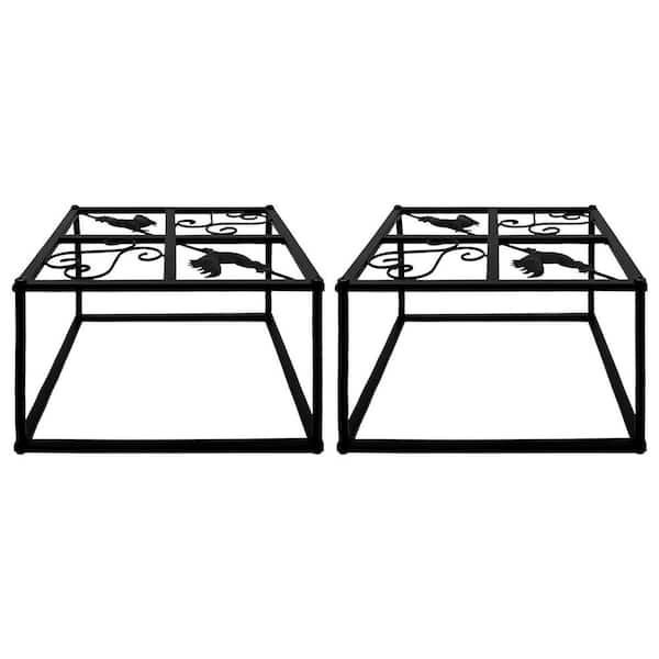 2pcs Metal Chicken Water Feeder Stand, Heavy-Duty Iron Bucket Holder with 4 Legs, Rectangular Base, Indoor/Outdoor Coop