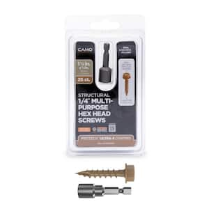 1/4 in. x 1-1/2 in. Hex Head Multi-Purpose Hex Drive Structural Wood Screw - PROTECH Ultra 4 Exterior Coated (25-Pack)