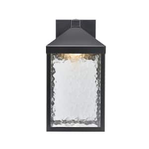 Aaron LED Light 7.5 in. Powder Coated Black Outdoor Clear Textured