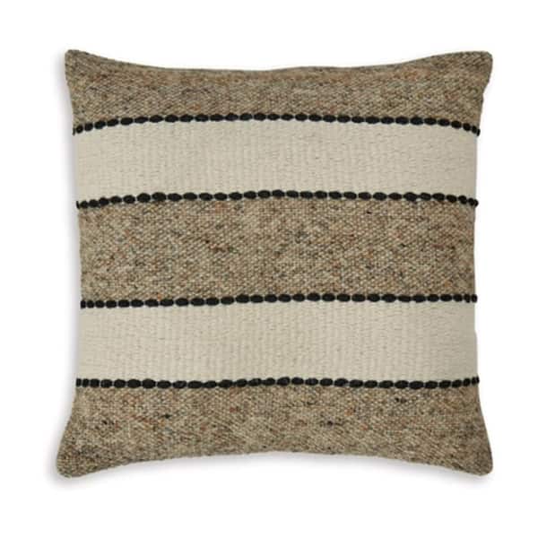 Fordy Tan, White and Black Woven Stripes Cotton 20 in. x 5 in. Throw Pillow (Set of 4)