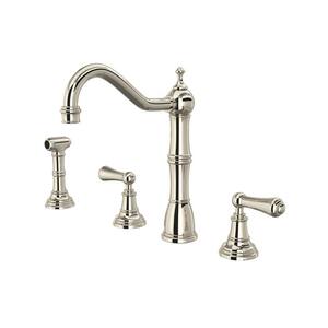 Edwardian Double Handle Standard Kitchen Faucet in Polished Nickel