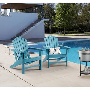 Classic Blue Plastic Adirondack Chair for Outdoor Garden Porch Patio Deck Backyard (2-Pack)