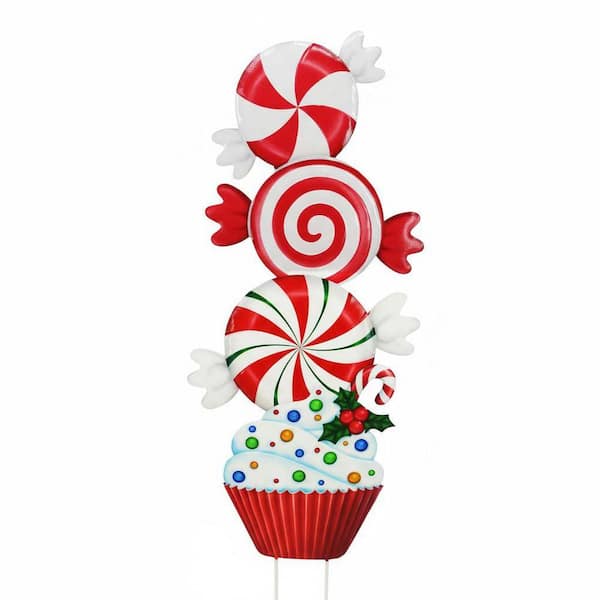 32" Christmas Wooden Yard Stakes - Fun Stacking Dessert/Candy/Cake Outdoor Garden Decor