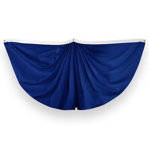 G128 3 ft. x 6 ft. Printed Polyester Solid Blue Bunting Fan Flag with Canvas Header Brass Grommets