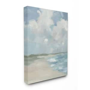 Design Art Green Sea Beach Under Cloudy Sky - Modern Beach Glossy Metal Wall Art, 20W x 12H