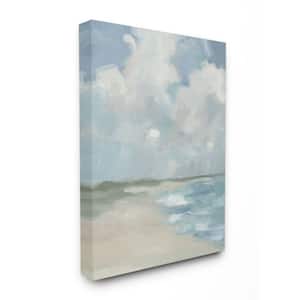 "Impressionist Neutral Blue Green Beach Ocean Painting" by Third and Wall Canvas Wall Art 30 in. x 24 in.