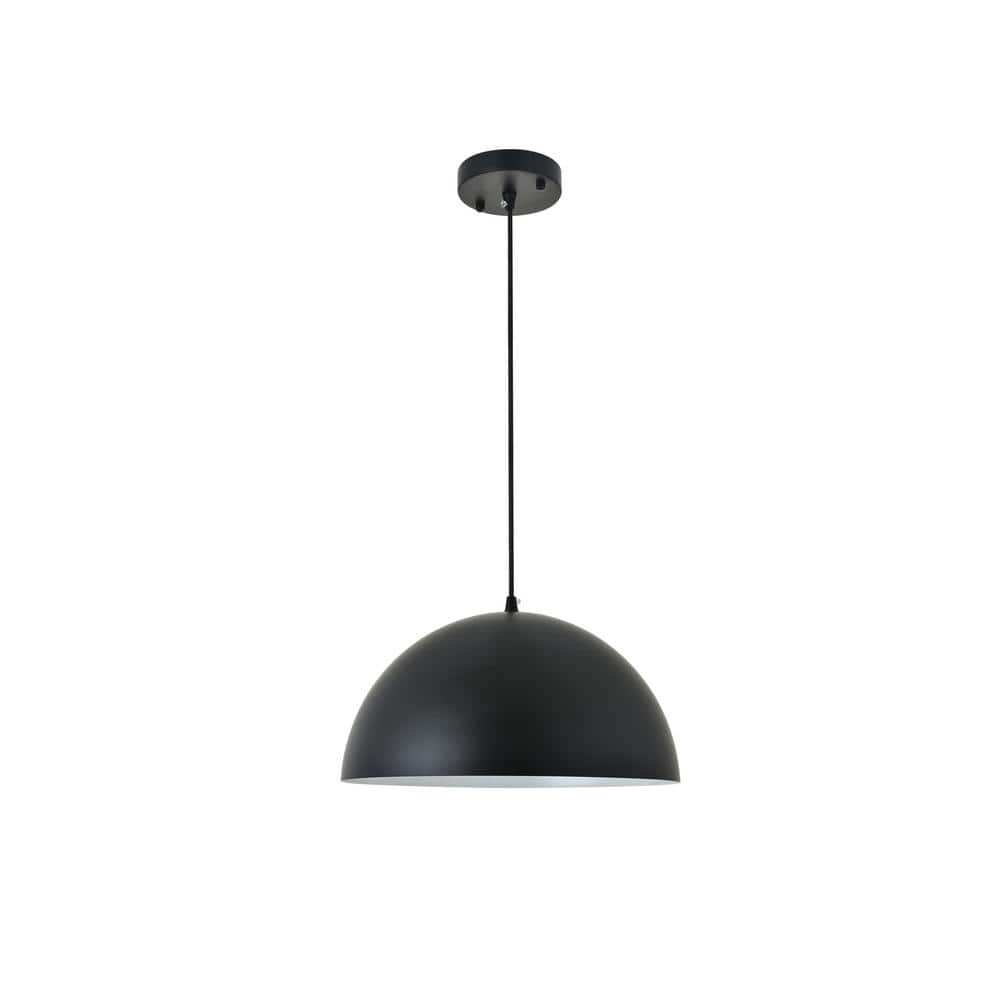 Timeless Home Frank 1-Light Pendant in Black with 11.8 in. W x 5.9 in. H Sh