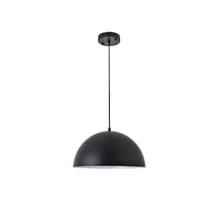 Timeless Home Frank 1-Light Pendant in Black with 11.8 in. W x 5.9 in. H Shade