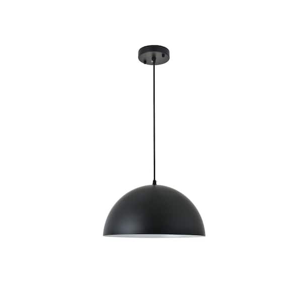 Unbranded Timeless Home Frank 1-Light Pendant in Black with 11.8 in. W x 5.9 in. H Shade