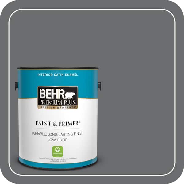 BEHR PREMIUM PLUS 1 gal. #770F-5 Dark Ash Satin Enamel Low Odor Interior Paint & Primer